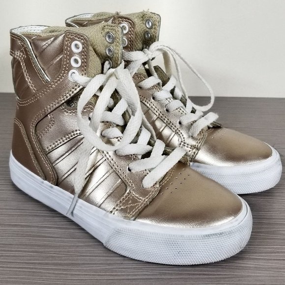 Supra Skytop High Top Sneaker, Rose Gold Leather, Big Kid Size 11 / 29 - Picture 3 of 10
